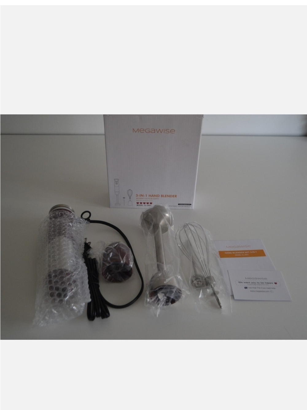 MEGAWISE 3-in-1 Hand Blender - Stainless Steel and Black